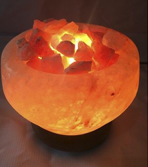 Himalayan Salt Lamp In Fire Bowl Shape