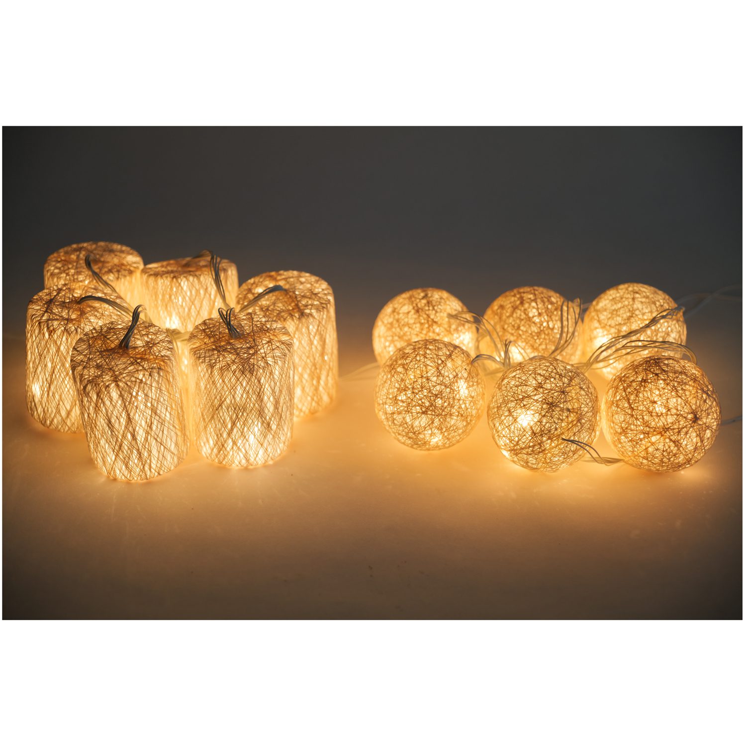 Cotton Thread Balls Warm White LED lights- Set of 2 -1
