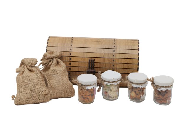 Wooden box 4 jars potlis -2